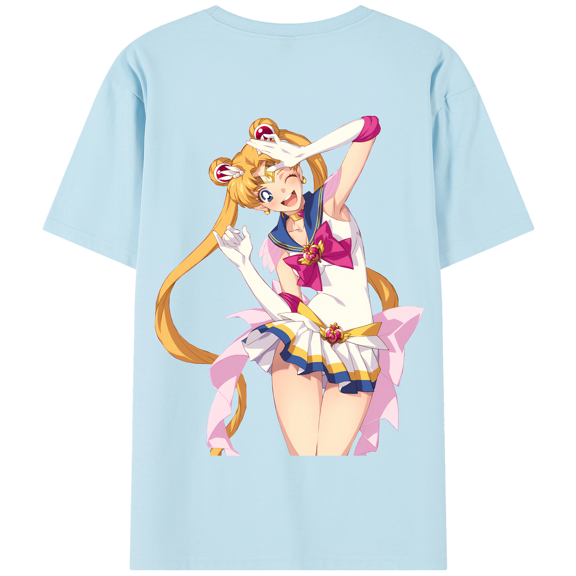 （画像用） 美少女戦士セーラームーン 月野 うさぎ つきの うさぎ Sailor Moon Tsukino Usagi 綿100％半袖Tシャツ（背面プリント）